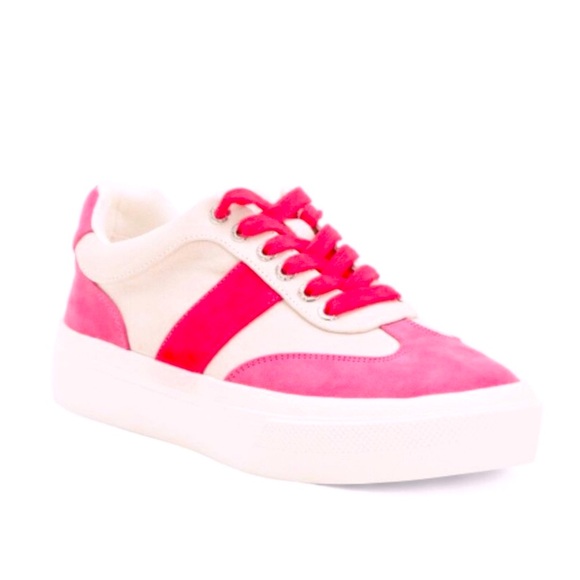 J/SLIDES Shoes - NWT J/SLIDES GABLE Pink/White Faux Suede Sneaker